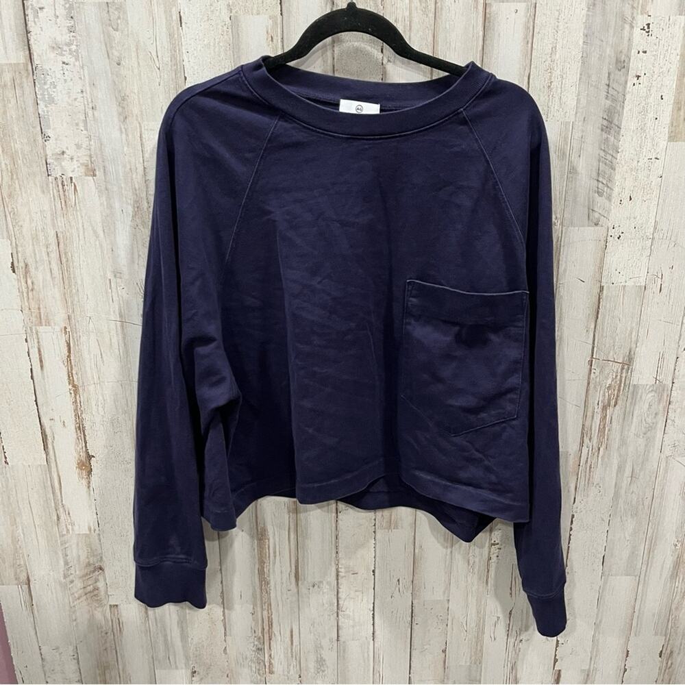 AG Adriano Goldschmied Women's Cubo Sweatshirt Indigo Ink Blue Cropped Womens M